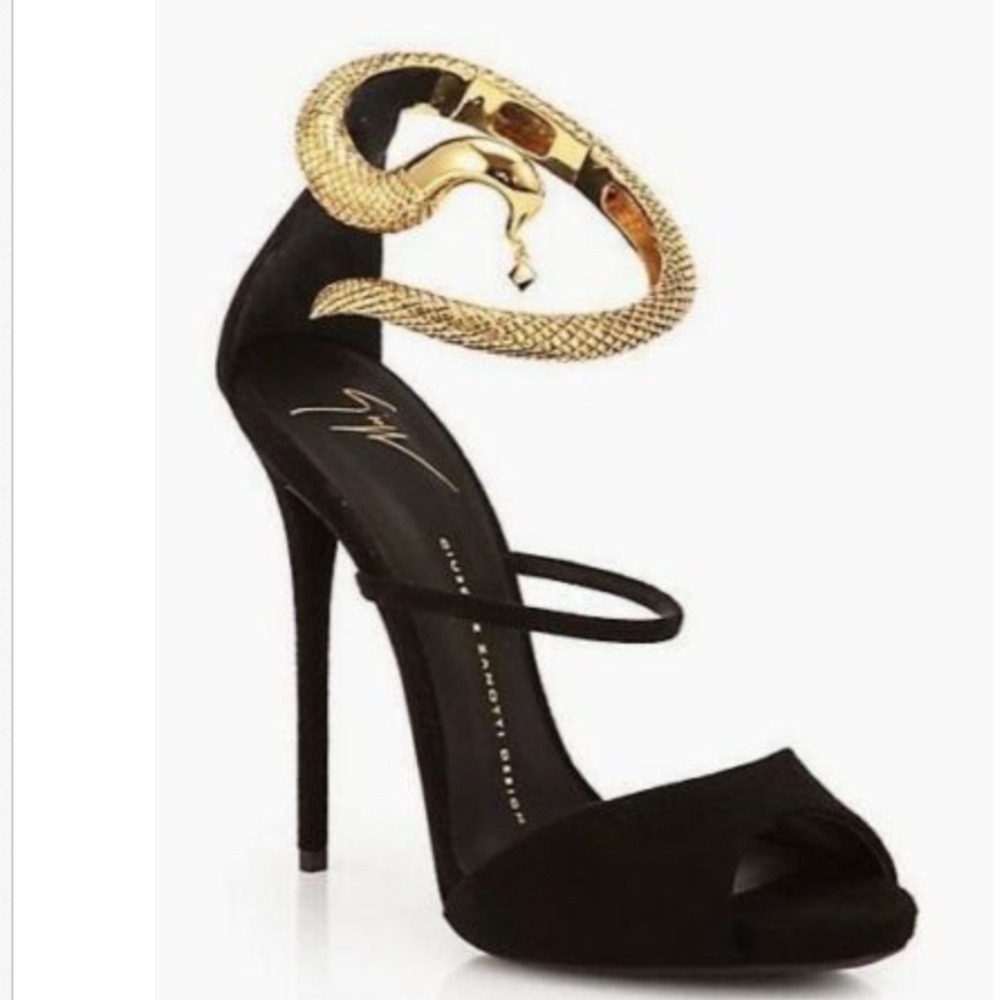 Giuseppe Zanotti Ankle Strap Snake Heels 41 Black